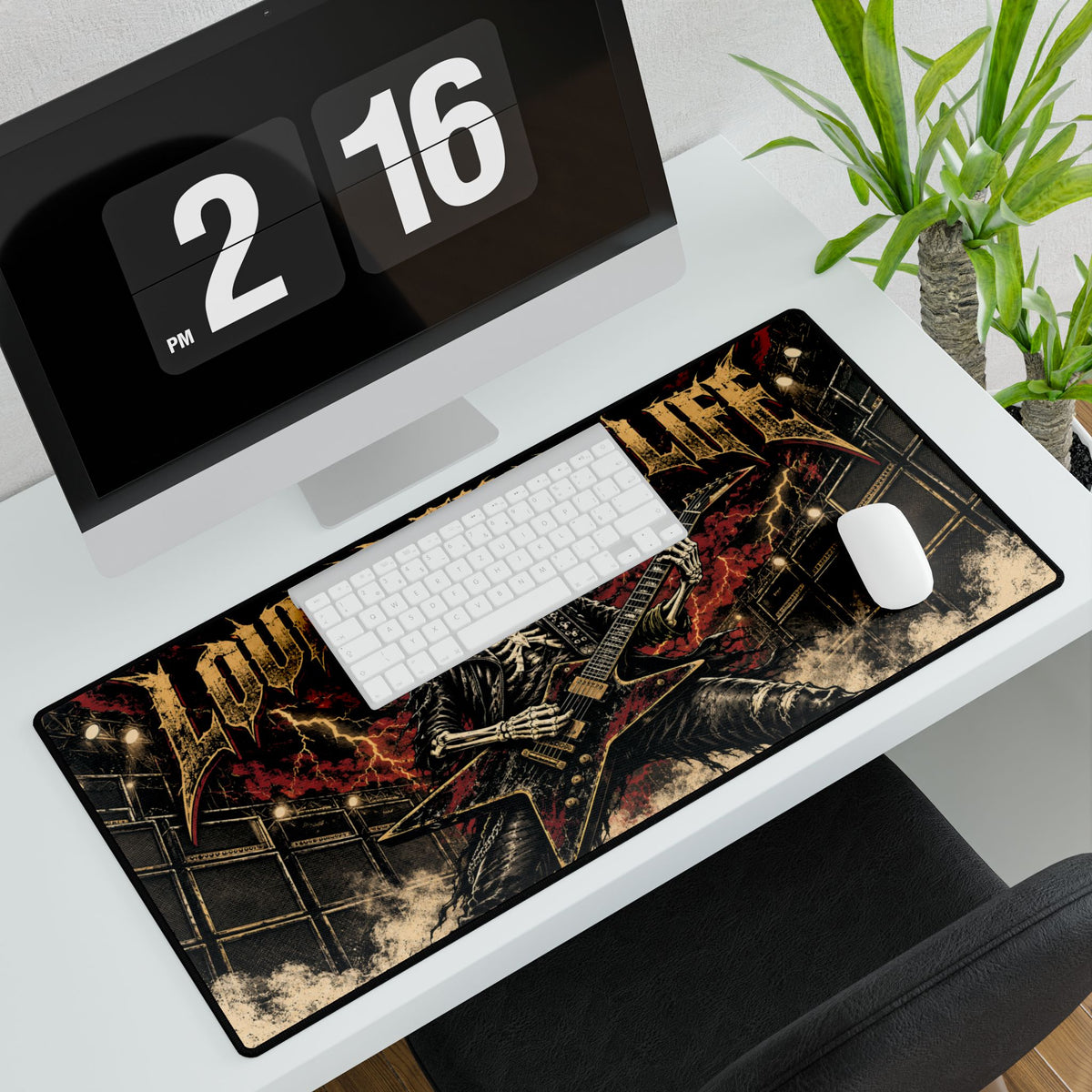 Mouse Pad | Louder Than Life | Skeleton Guitarist Desk Mat