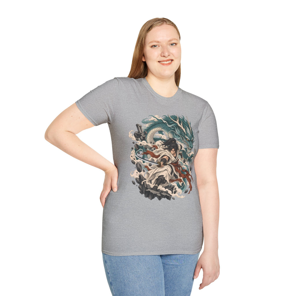 Mythic Dragon Warrior | Japanese Samurai and Serpent T Shirt