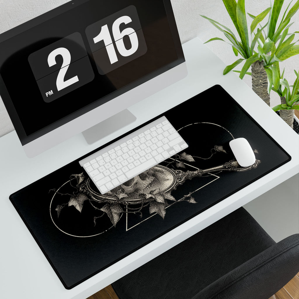 Gothic Skull Mirror Desk Mat | Dark Aesthetic Gaming/Work Surface