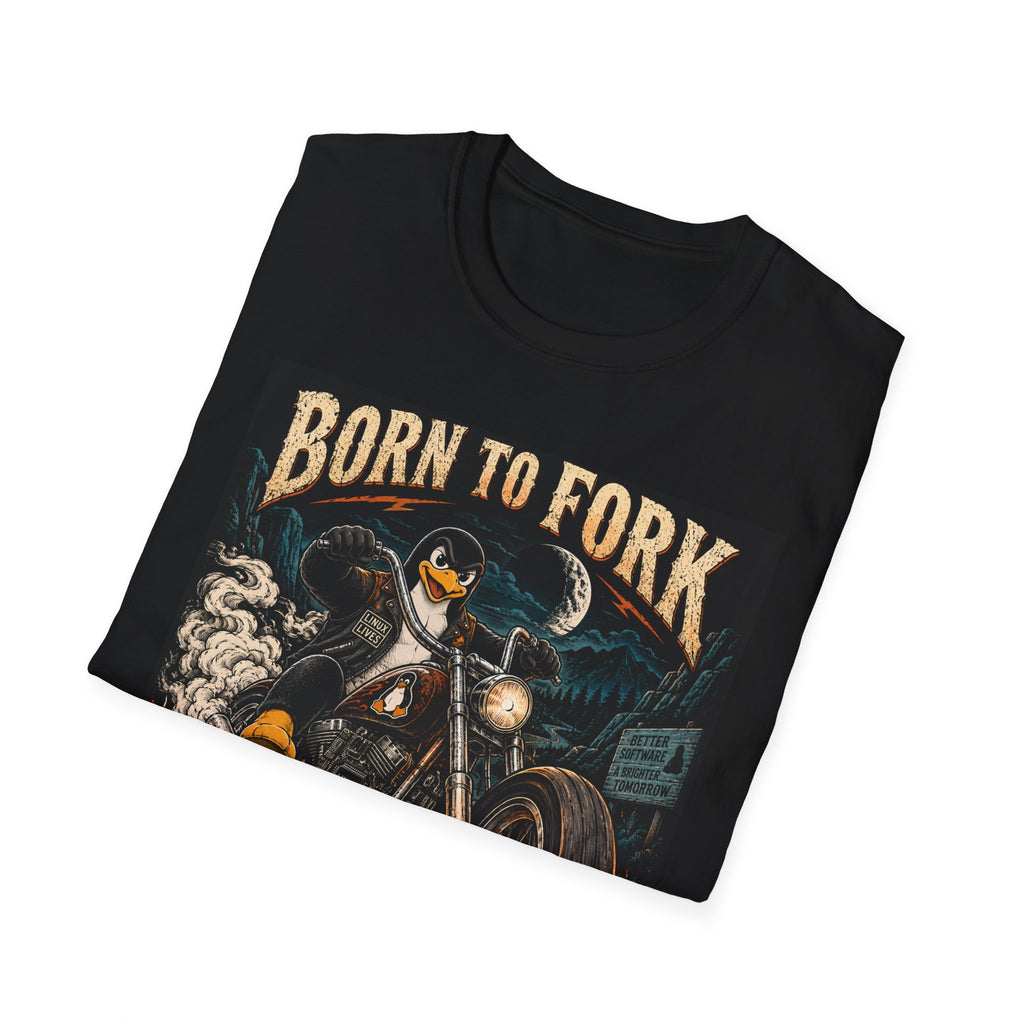 Linux | Born to Fork | Ride Free · Run Linux | Biker Tee