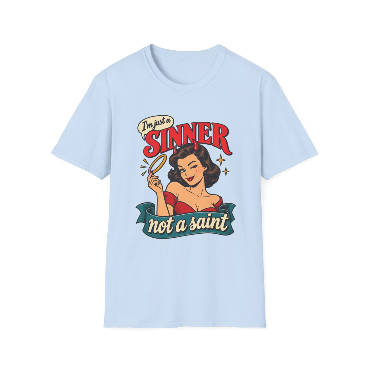 Retro Pinup | I'm Just a Sinner, Not a Saint | Graphic Tee