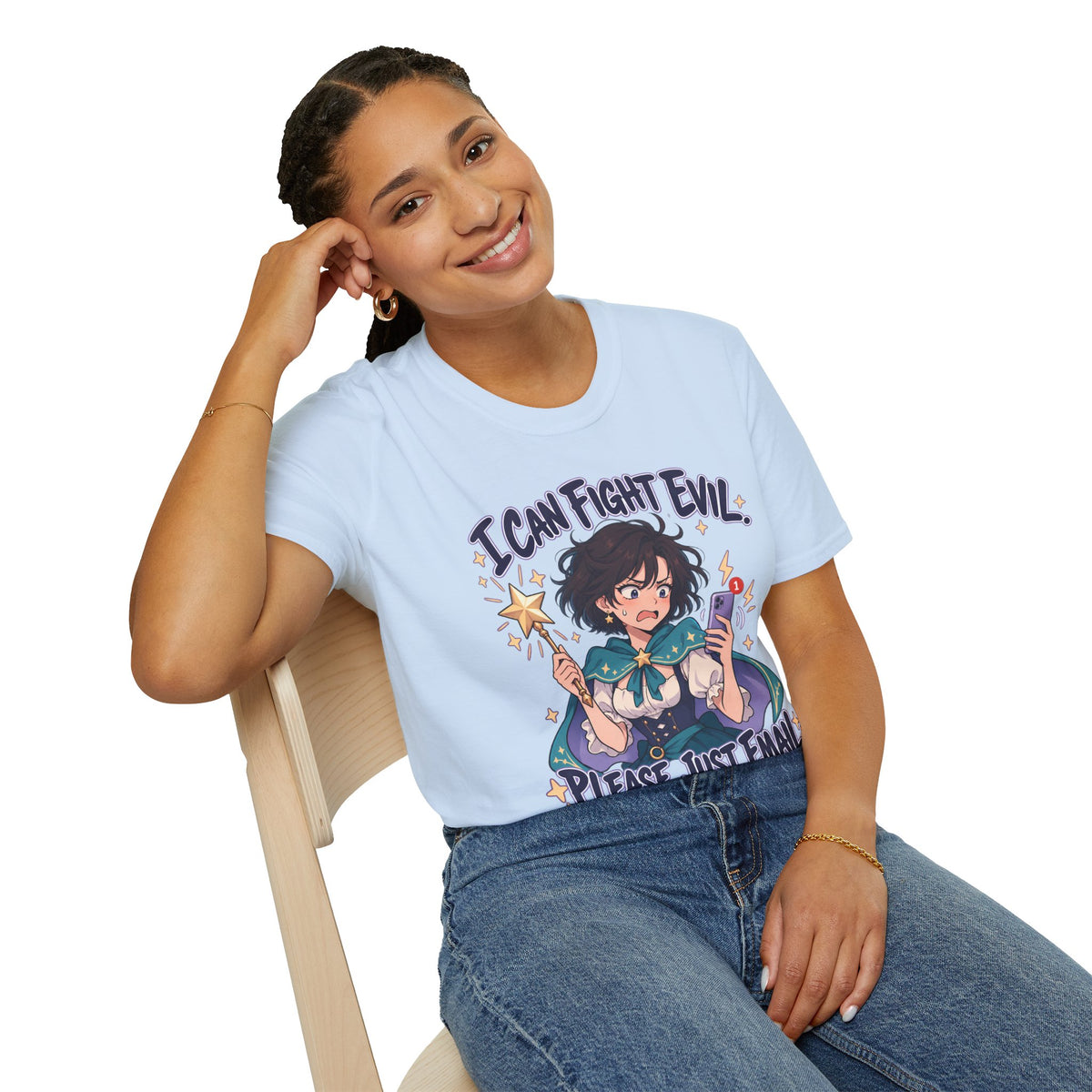 Working Witch | I Can Fight Evil, Please Just Email | Cute Anime T Shirt