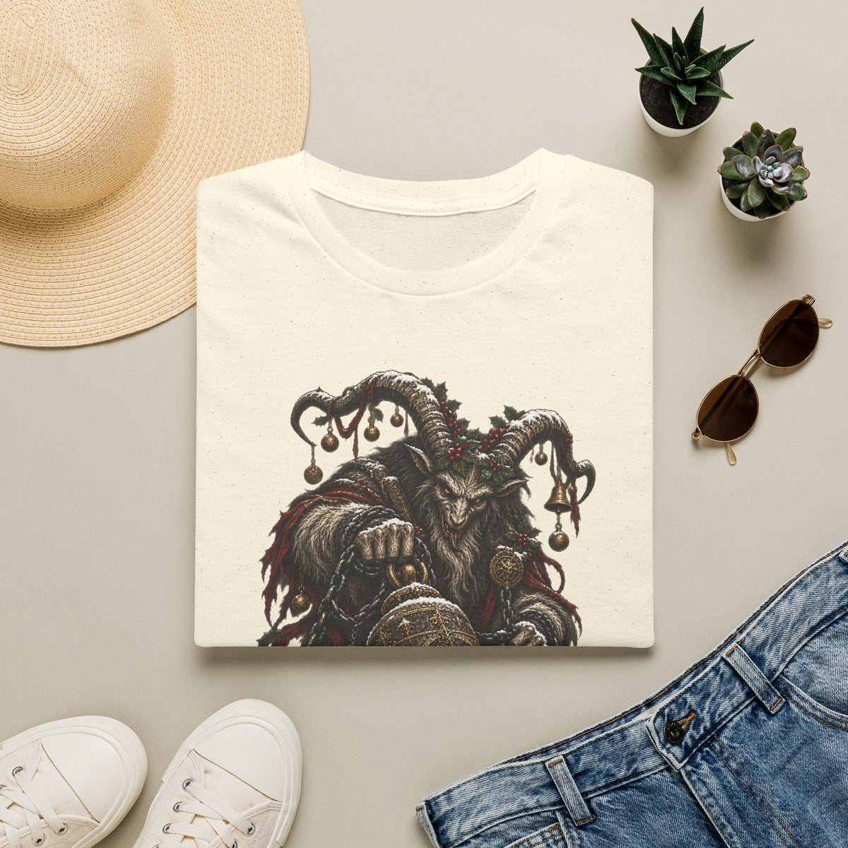 Krampus with Bell | Dark Christmas Demon T-Shirt