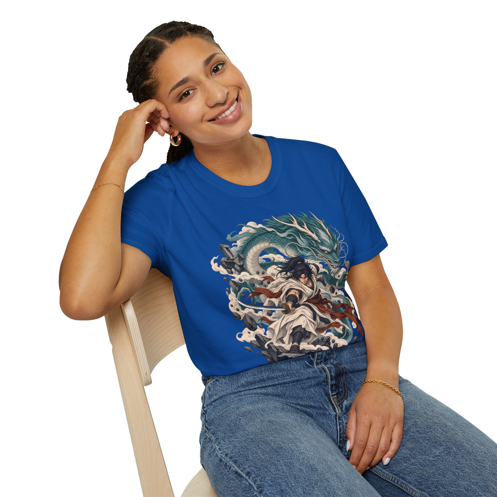 Mythic Dragon Warrior | Japanese Samurai and Serpent T Shirt