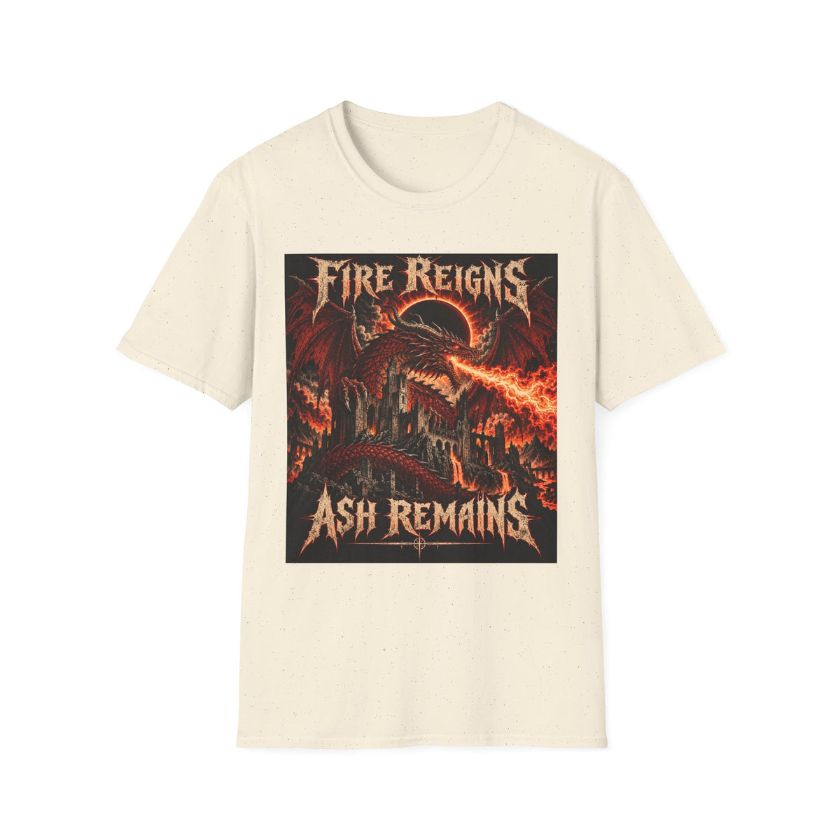 Fire Reigns Ash Remains T-Shirt — Dragon Flames Heavy Metal Graphic Tee
