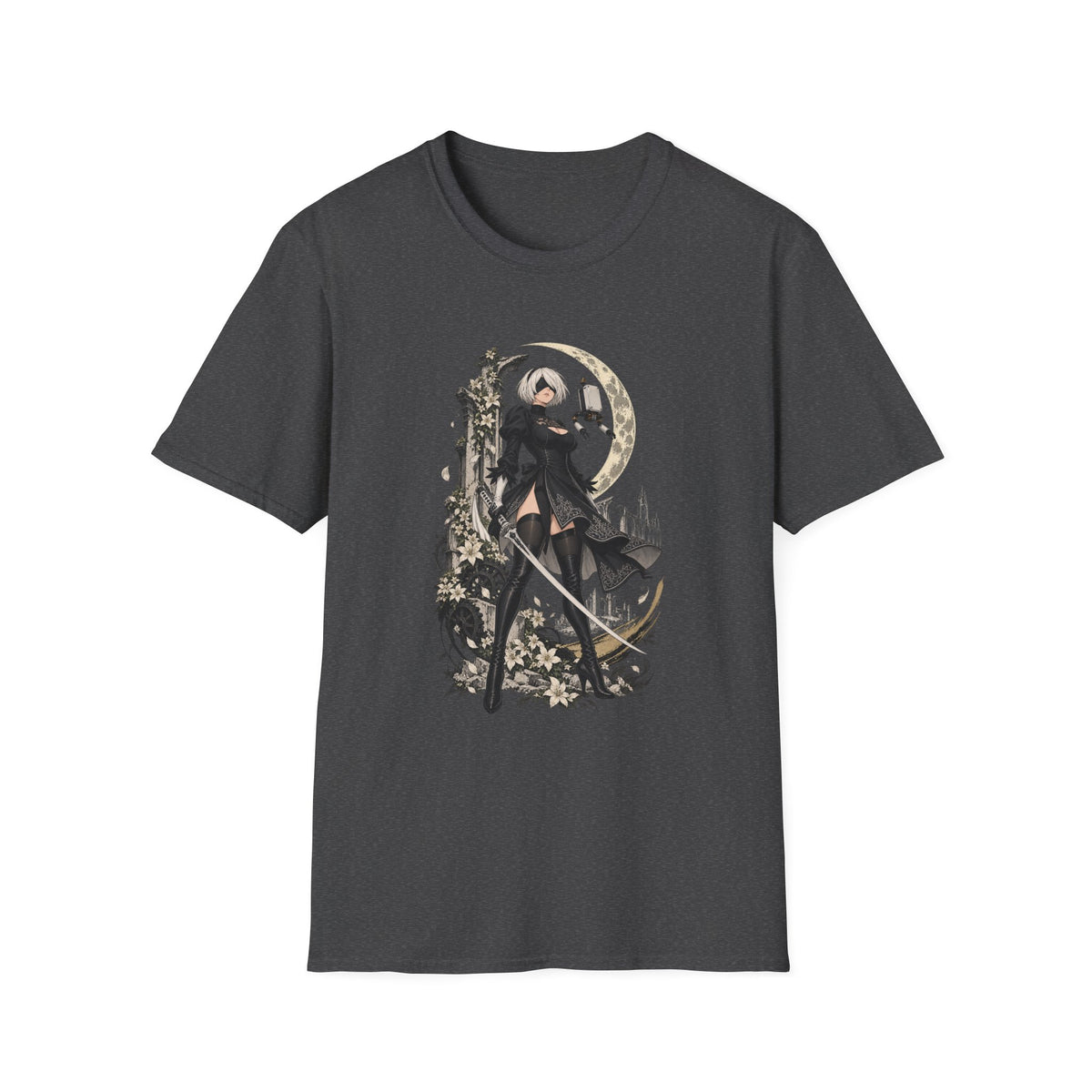 2B | Nie: Automata | Anime Gothic Warrior Moonlight Pin Up T-Shirt