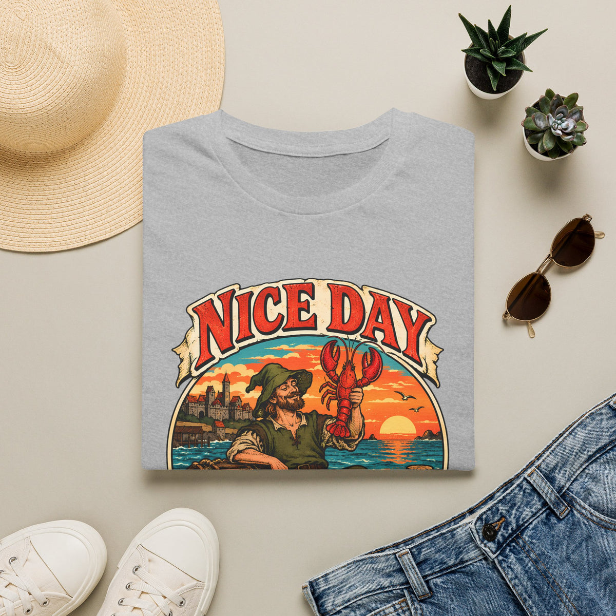 "Nice Day for Fishing Lobbies" - Runescape / OSRS Inspired Fishing T-Shirt