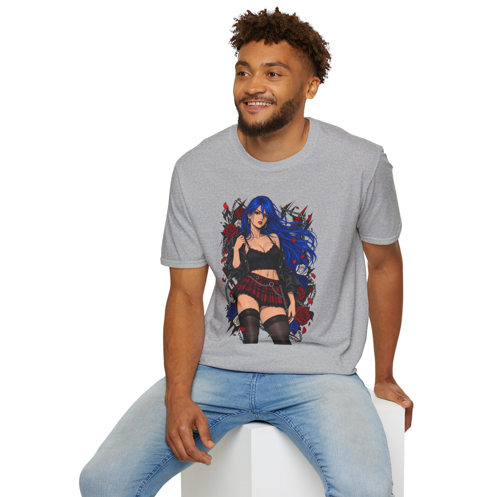 Blue Haired Rock Chick | Japanese Anime Style Pin-up Girl