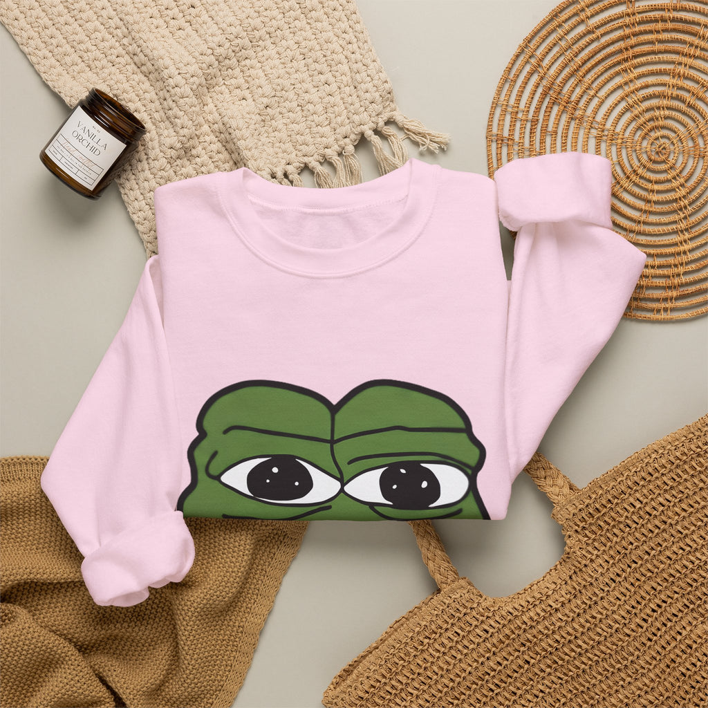 Pepe Frog Graphic Sweatshirt — Sad Frog Meme Crewneck