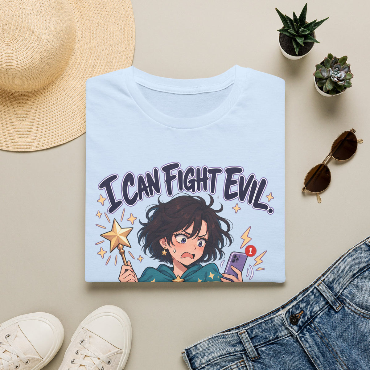 Working Witch | I Can Fight Evil, Please Just Email | Cute Anime T Shirt
