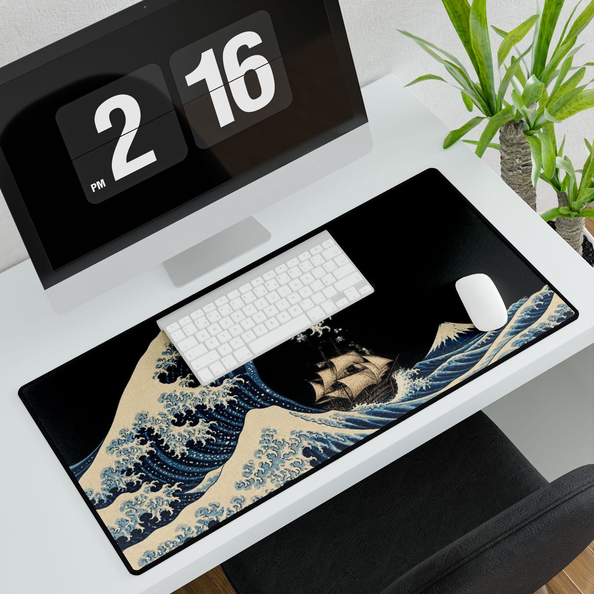 Mouse Mat | A Great Wave Pirate Ship | Japanese Ocean Adventure Art Desk Pad