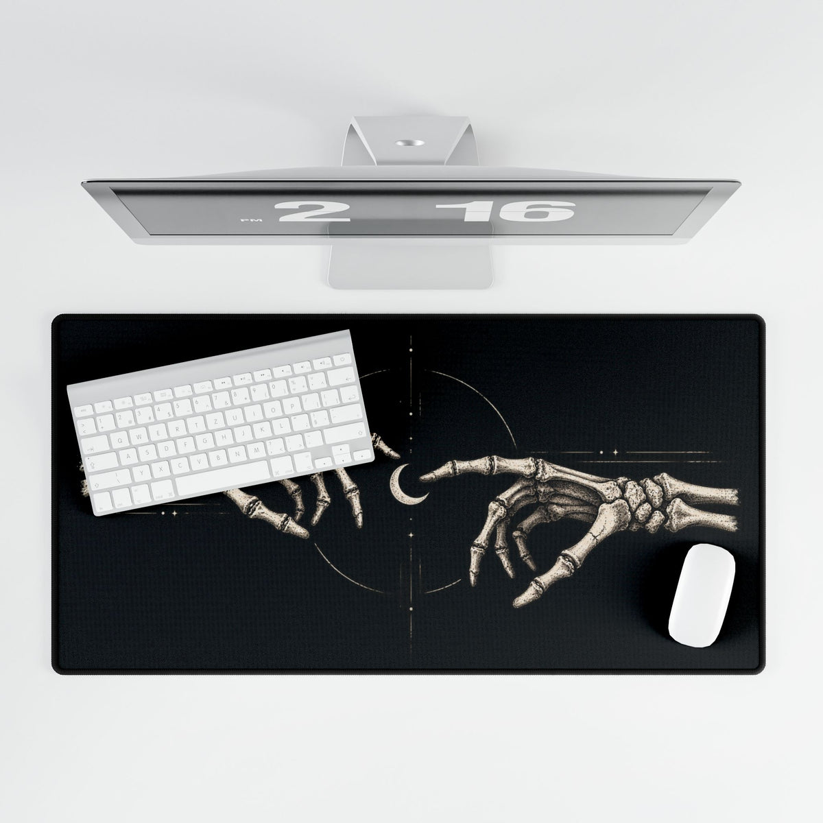 Skeleton Hands & Crescent Moon | Gothic Gaming/Work Desk Pad