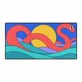 Sea Serpent Desk Mat | Colourful Ocean Wave Mouse Pad with Sunset Design