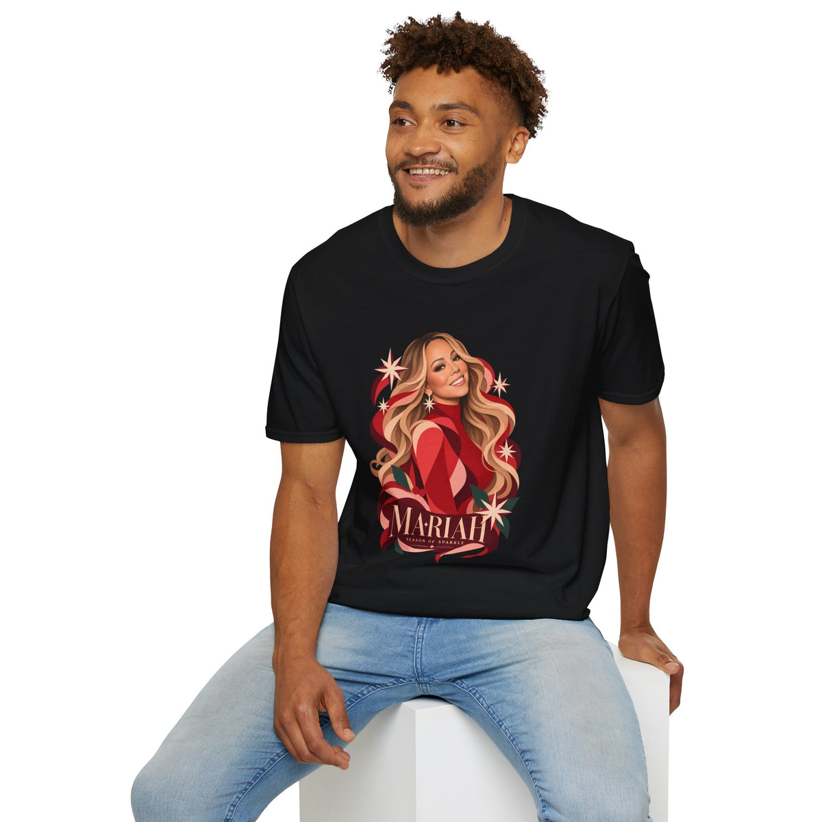Mariah Carey | Holiday Diva Graphic Tee | Retro Red Star Portrait