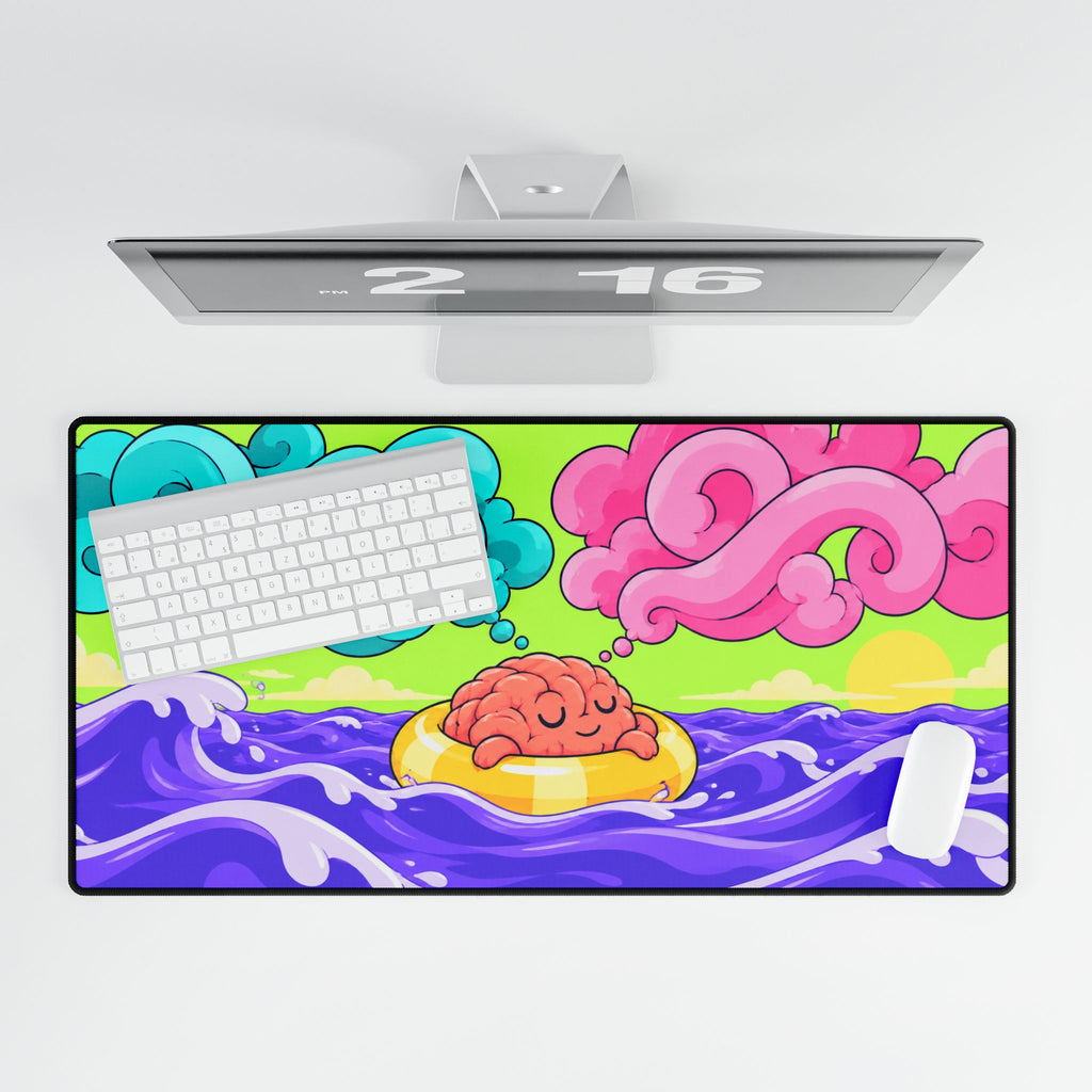Mouse Mat | Psychedelic Brain Float | Colourful Surreal Gaming & Office Desk Mat