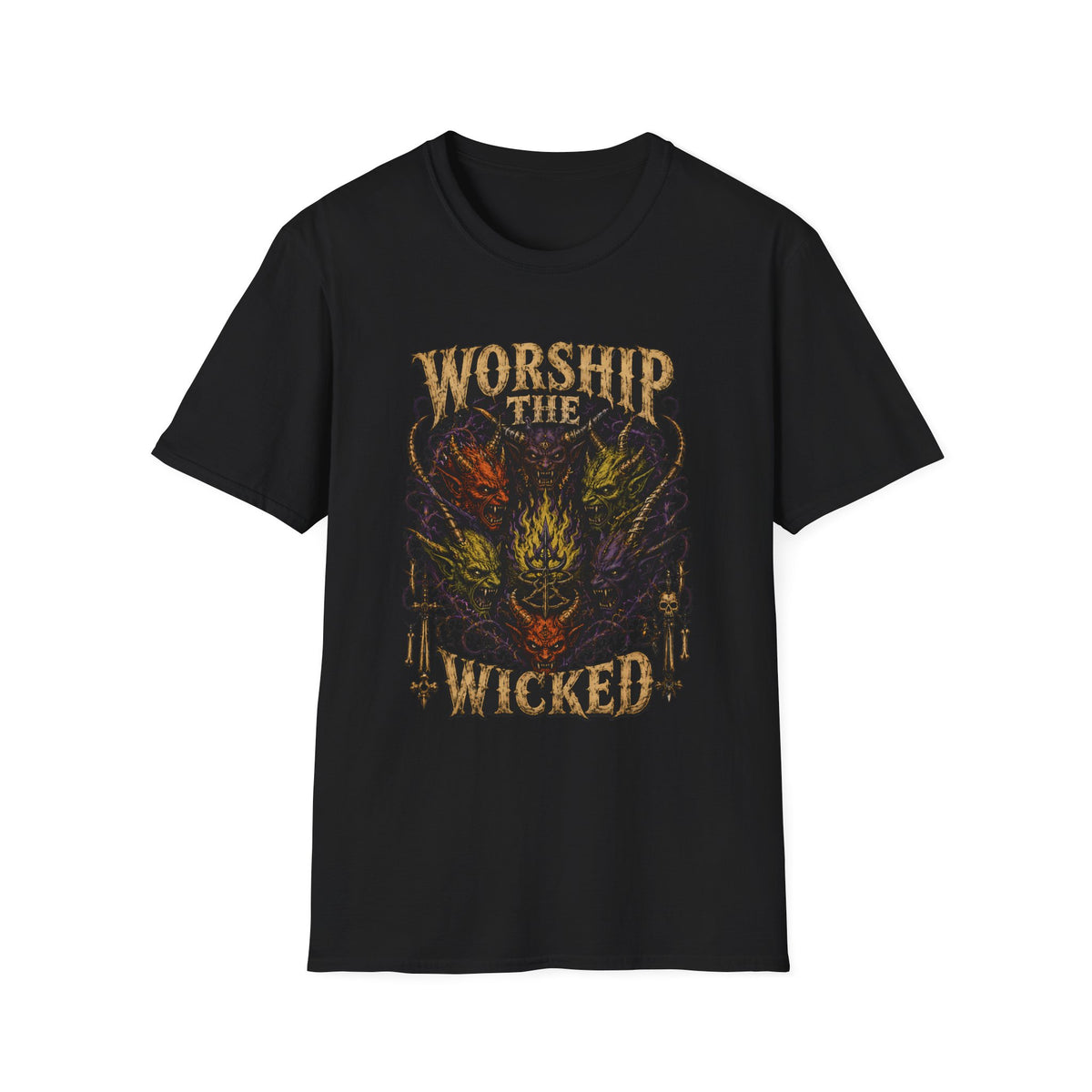 Worship the Wicked T-Shirt - Dark Fantasy Demon Graphic Tee