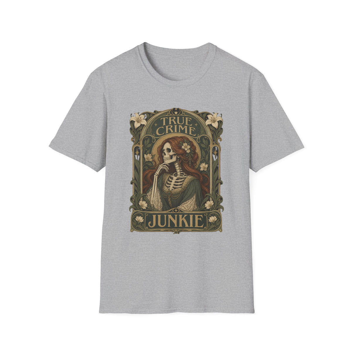 True Crime Junkie | Vintage Gothic Skull Tee