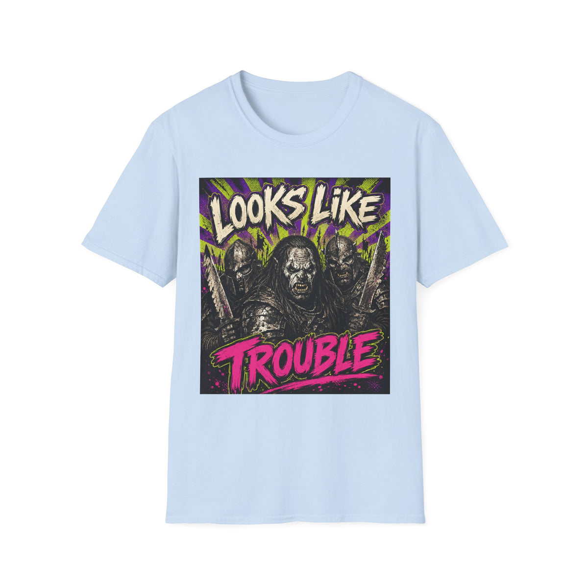 Looks Like Trouble Graphic T-Shirt — Retro Fantasy Orc Design