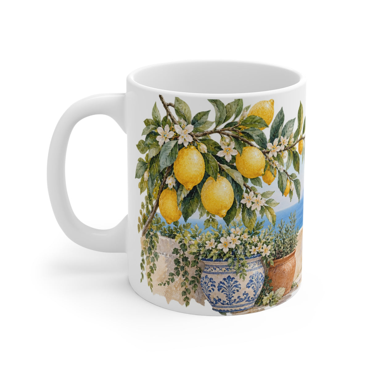 Mediterranean Lemons Watercolour Mug | Citrus Garden