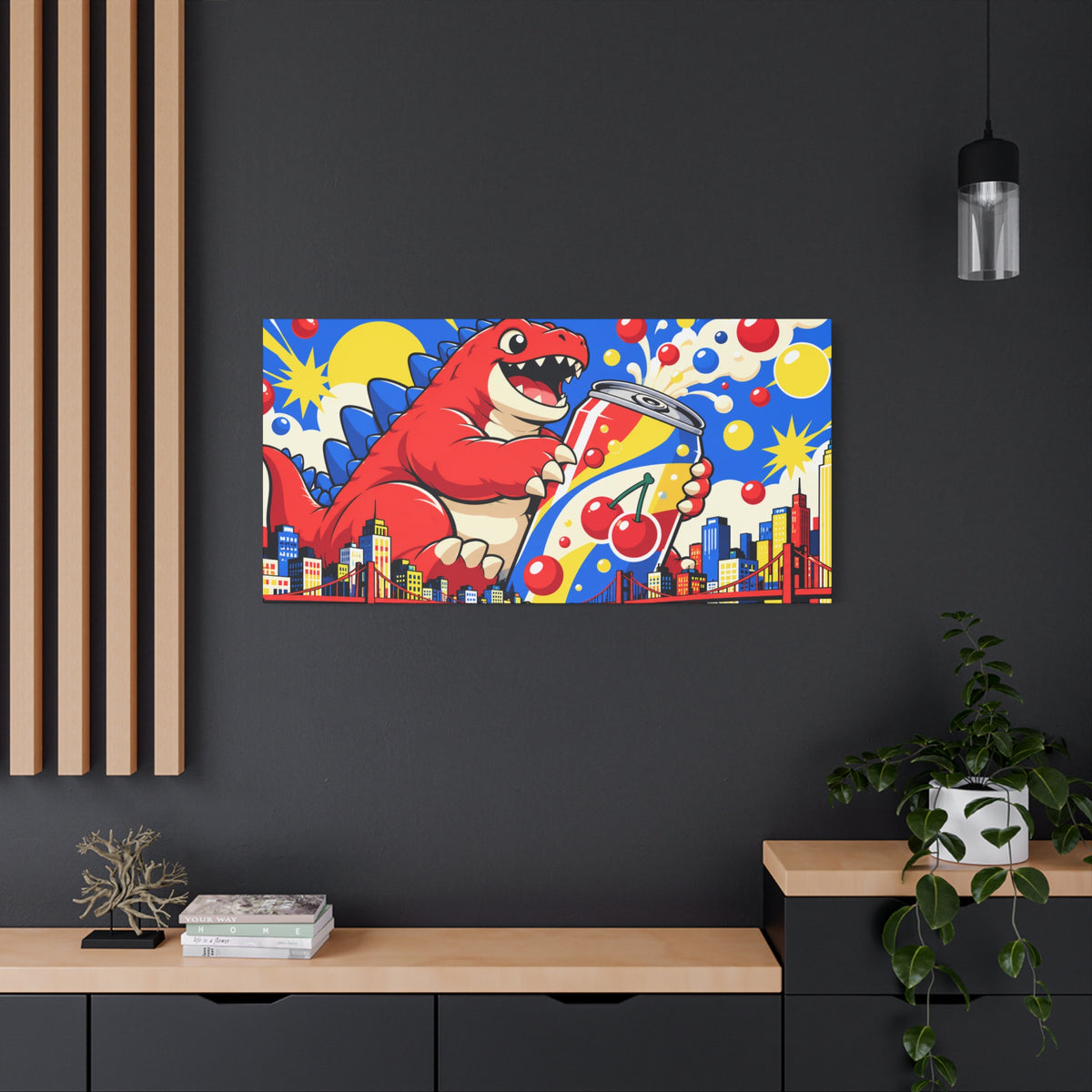 Wall Art | Kaiju Dinosaur | Cherry Soda Monster Pop Art Print