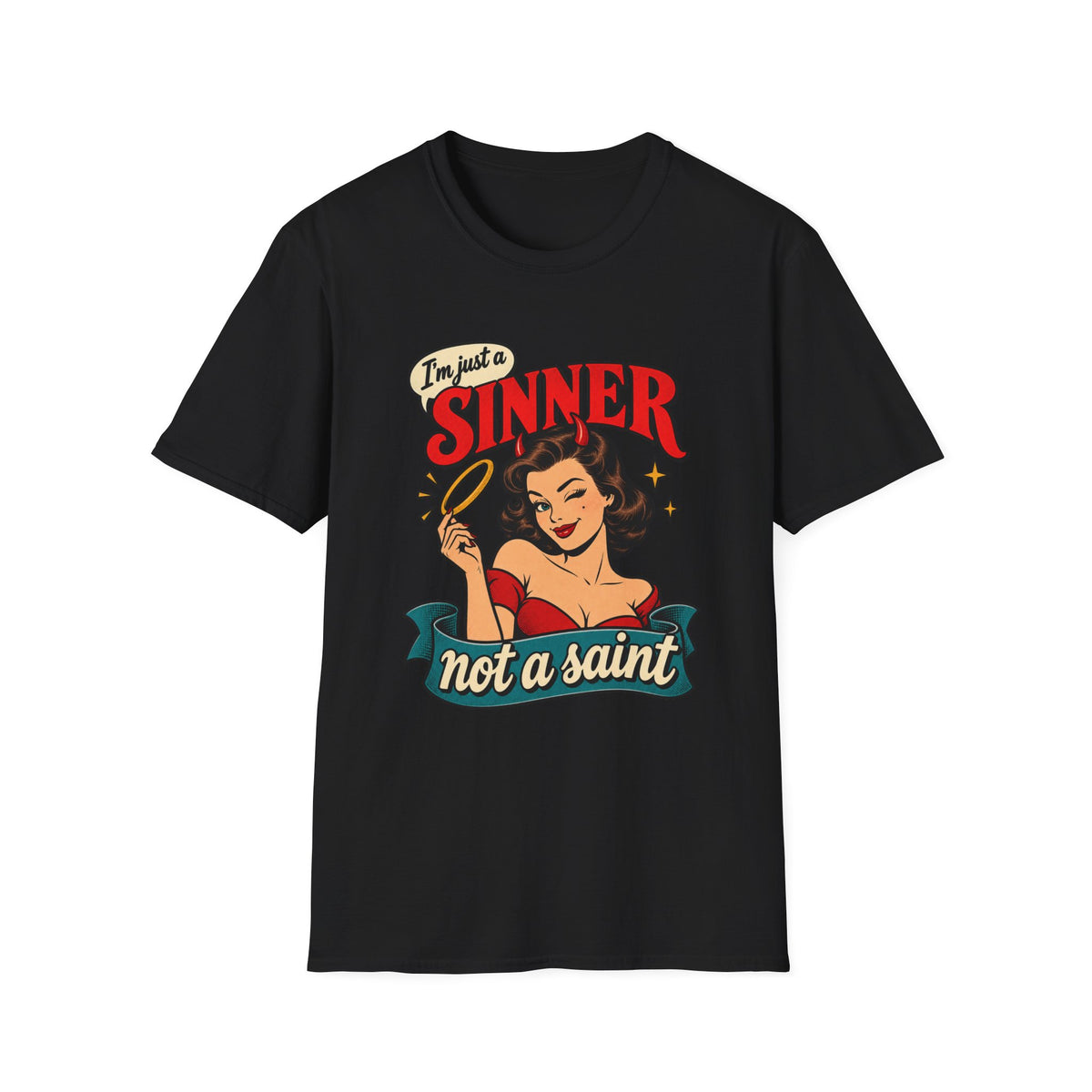 Retro Pinup | I'm Just a Sinner, Not a Saint | Graphic Tee