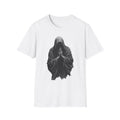 Hooded Figure Prayer T‑Shirt — Gothic Mystical Graphic Tee