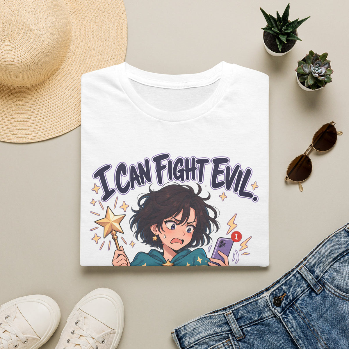 Working Witch | I Can Fight Evil, Please Just Email | Cute Anime T Shirt