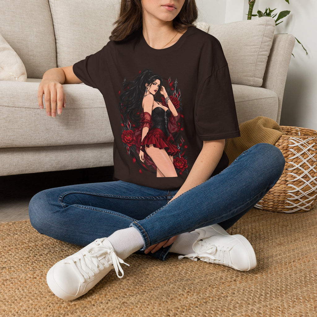 The Seducer | Sexy Black Haired Pony Tail Pin Up Girl Graphic Shirt