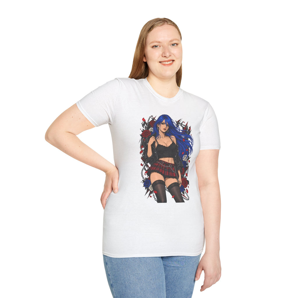 Blue Haired Rock Chick | Japanese Anime Style Pin-up Girl