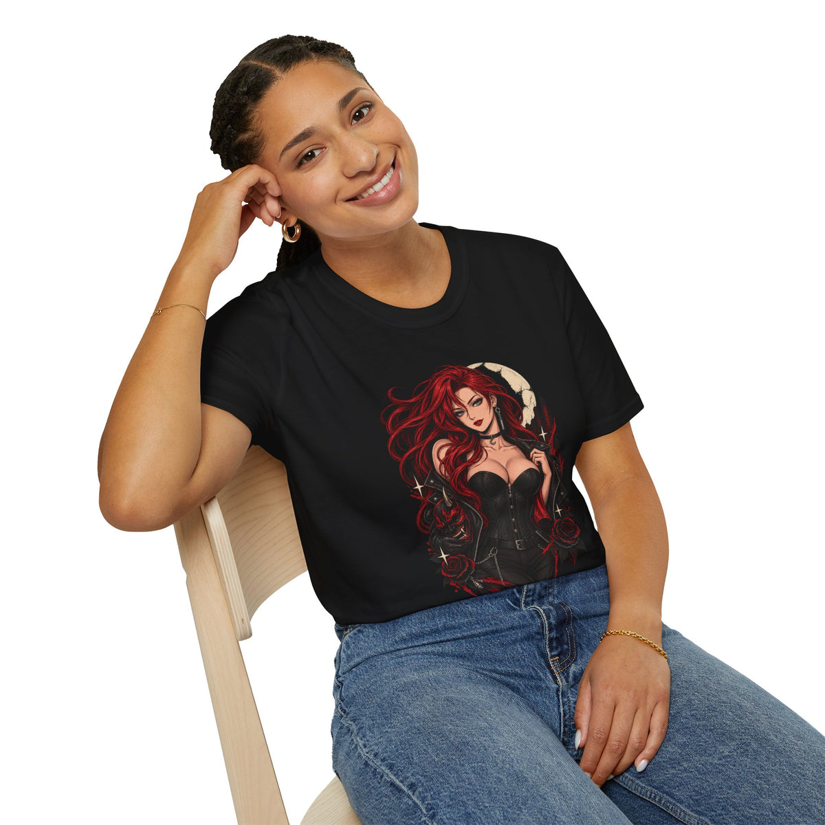Crimson Dusk | Sexy Gothic Hannya Mask Pin up Woman T-Shirt
