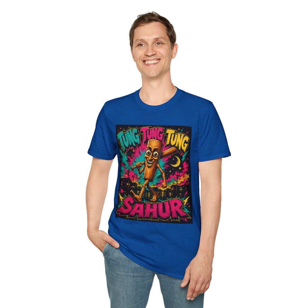 T-Shirt — Colorful 'Tung Tung Tung' Cartoon Log Design (Sahur)