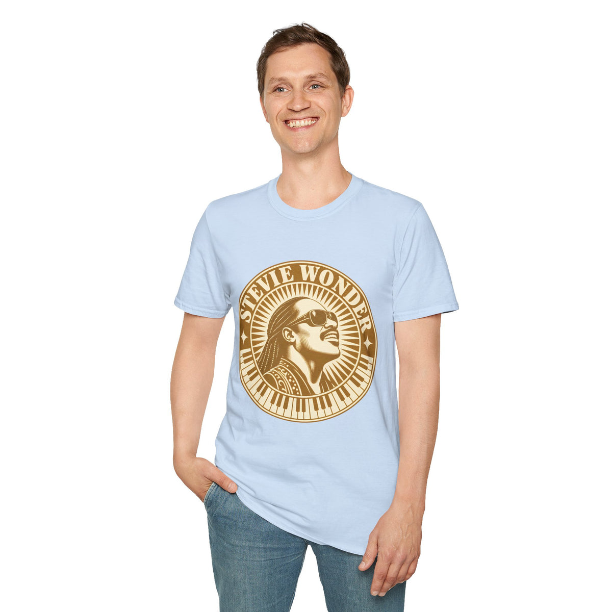 Stevie Wonder Graphic T-Shirt - Vintage Gold Portrait Tee