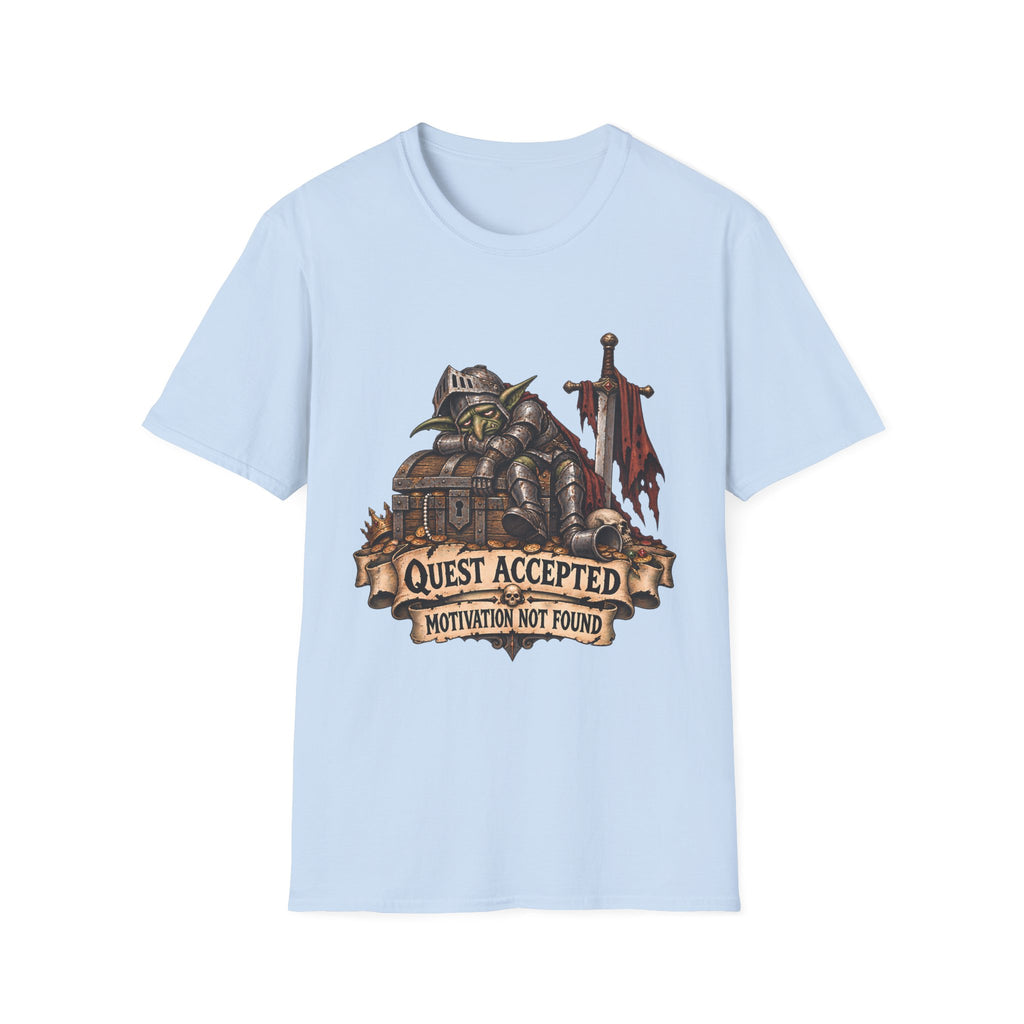 Quest Accepted T‑Shirt | Fantasy Gamer Tee (Motivation Not Found)