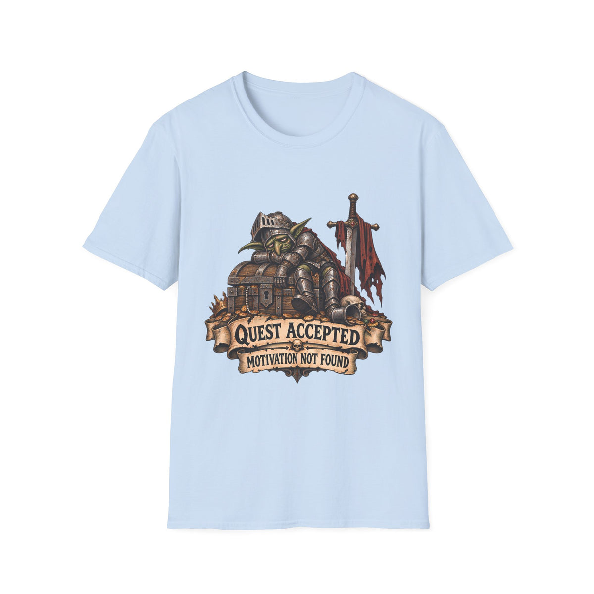 Quest Accepted T‑Shirt | Fantasy Gamer Tee (Motivation Not Found)