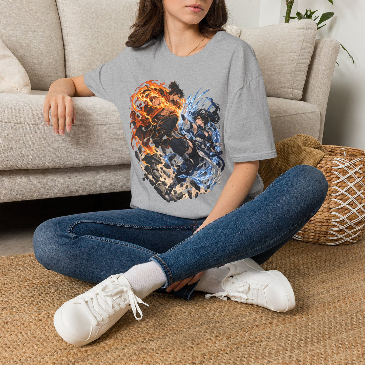 Elemental Battle | Fire vs Ice | Ninja Japanese Fantasy T-Shirt