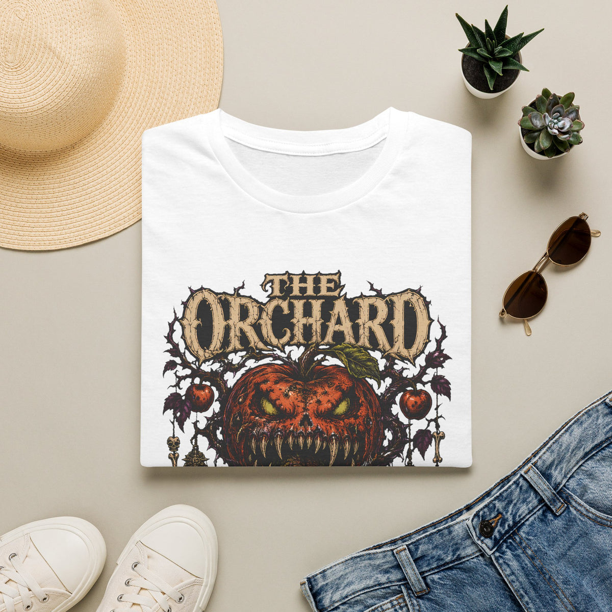 The Orchard Bites Back Vintage Horror Pumpkin T-Shirt