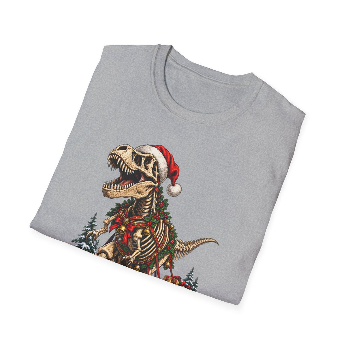 T-Rex Sleigh | Dinosaur Fossil Christmas T‑Shirt