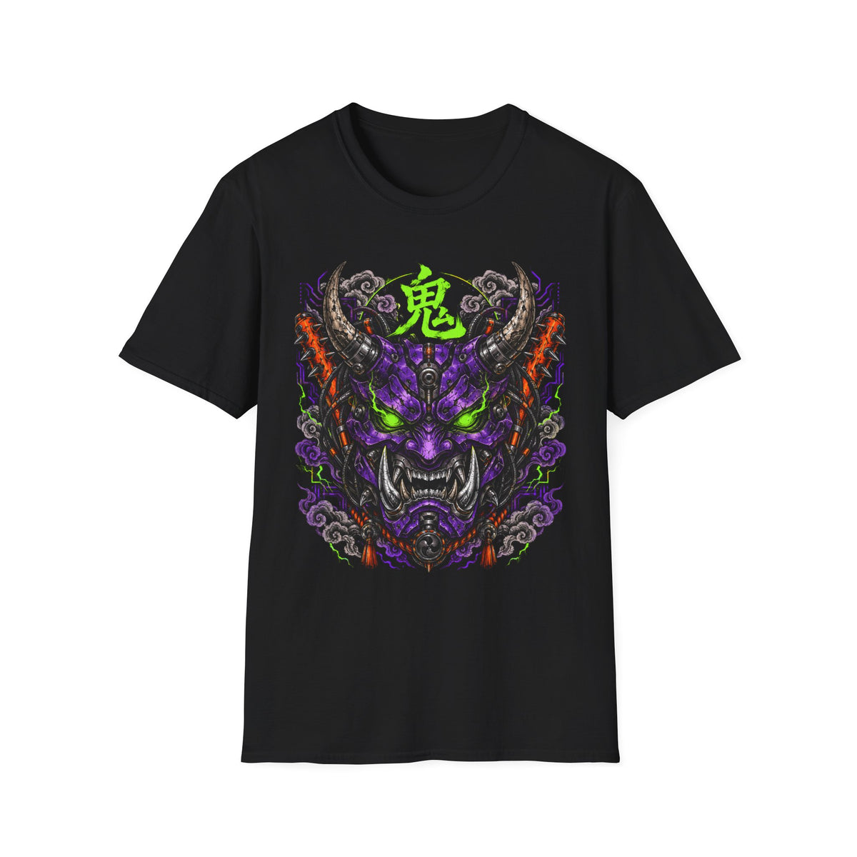 Oni Demon T-Shirt — Neon Gothic Japanese Mask Graphic Tee