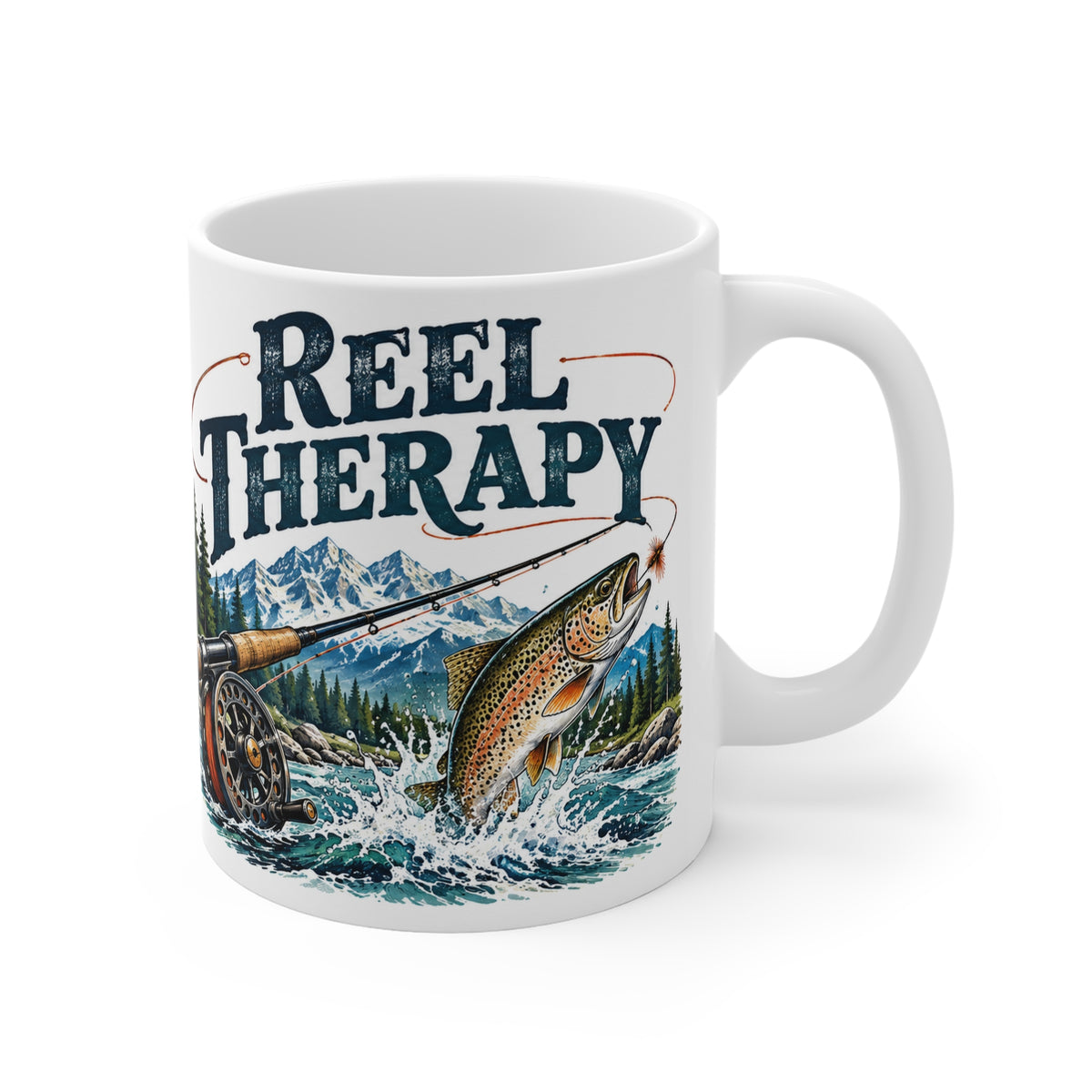 Reel Therapy | Funny Fishing Coffee Mug Gift (11oz)