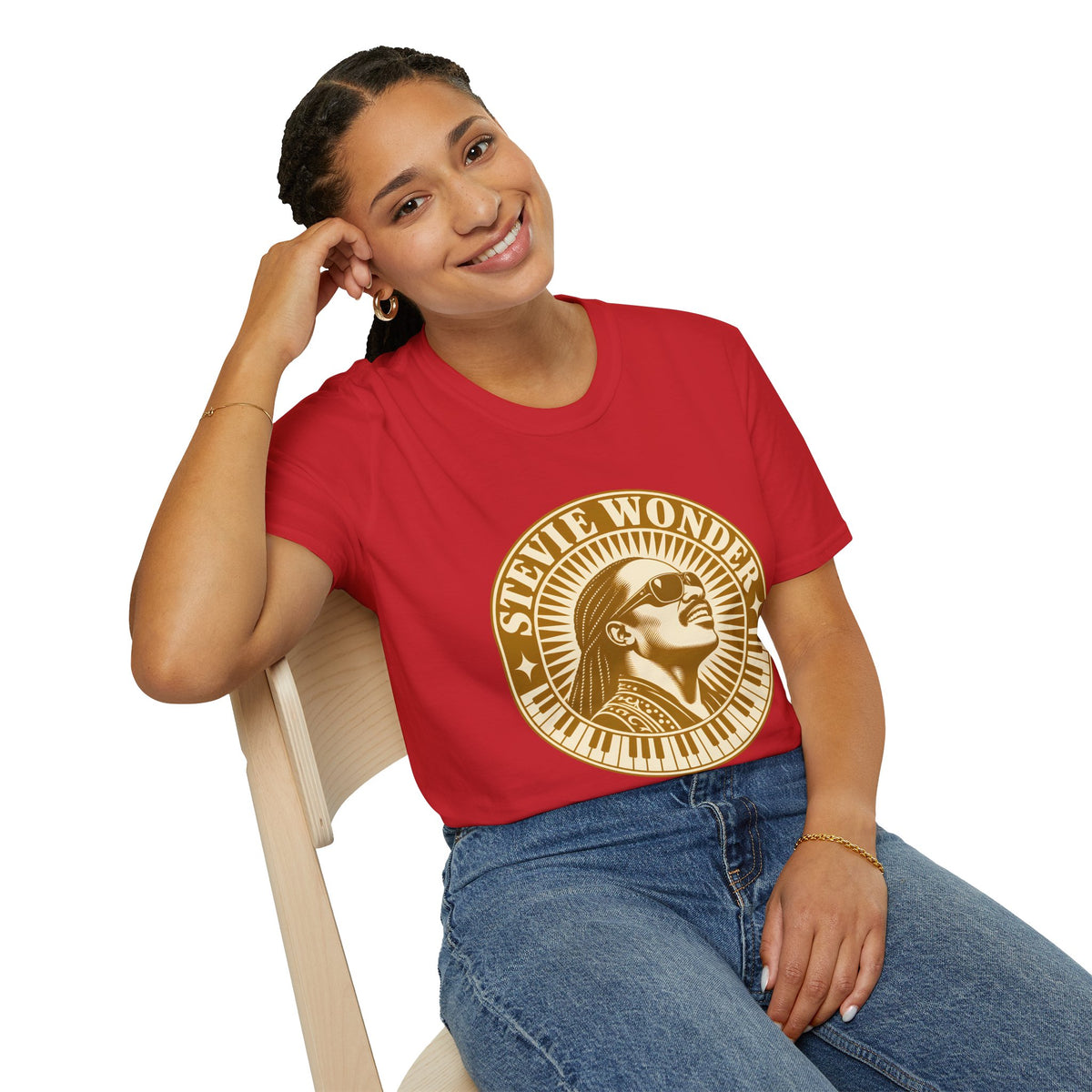 Stevie Wonder Graphic T-Shirt - Vintage Gold Portrait Tee