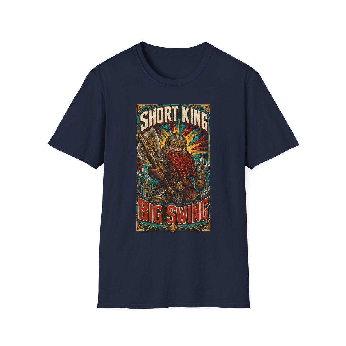 Short King Vintage Dwarf Graphic T-Shirt - Retro Fantasy Beard Warrior Tee