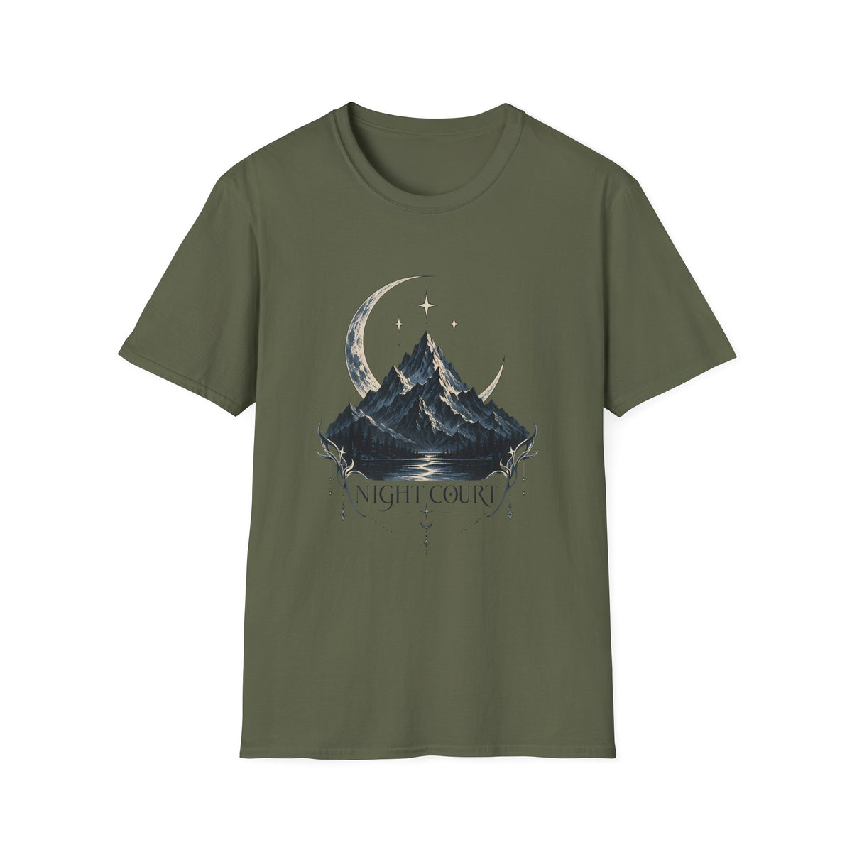 Night Court Mountain | ACOTAR Book Crescent Moon & Stars Graphic