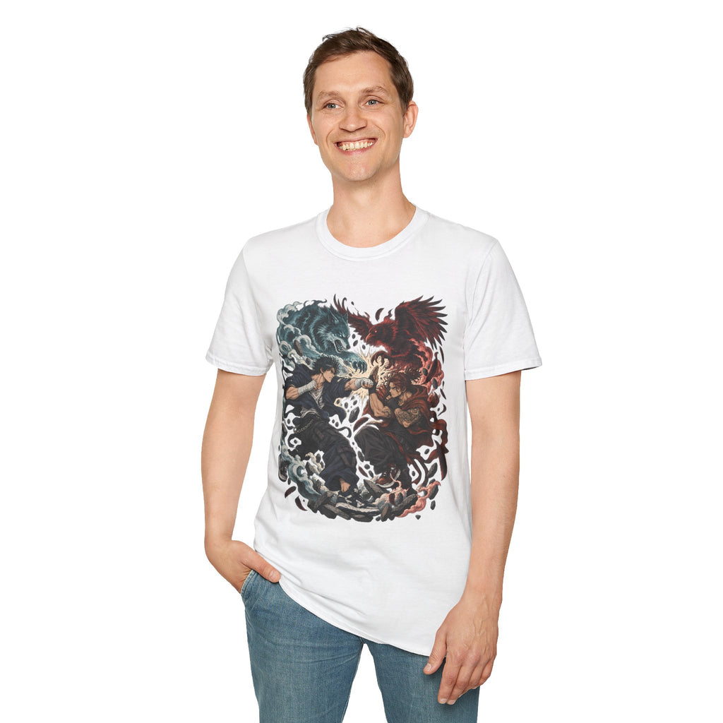 Yin Yang | Wolf Demon vs Phoenix | Japanese Anime Ninja T Shirt