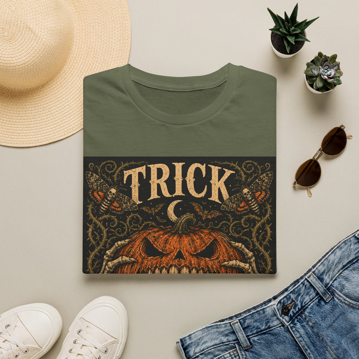 Halloween 'Trick or Teeth' T-Shirt — Vintage Scary Pumpkin Graphic