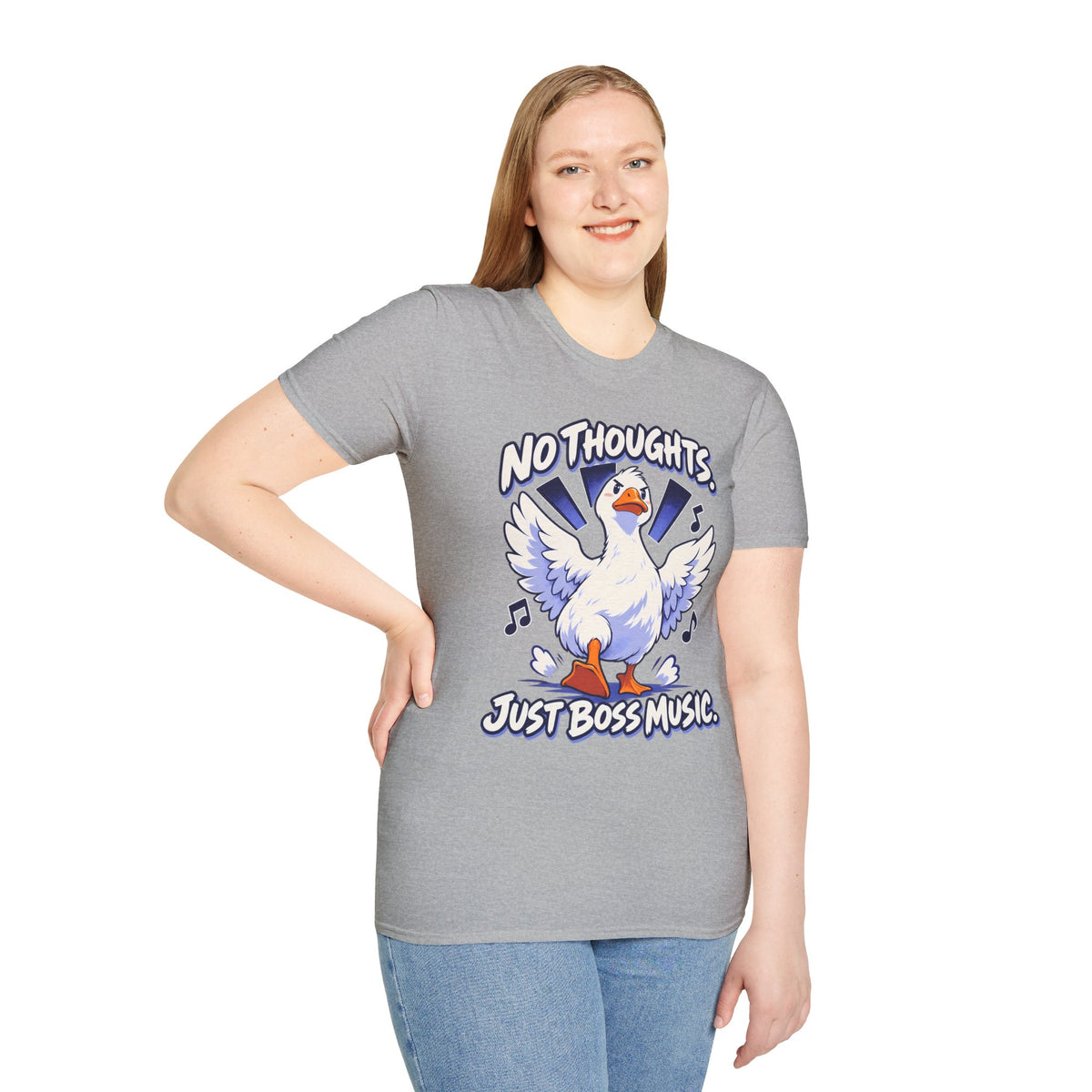 Cute Goose | No Thoughts, Just Boss Music T Shirt