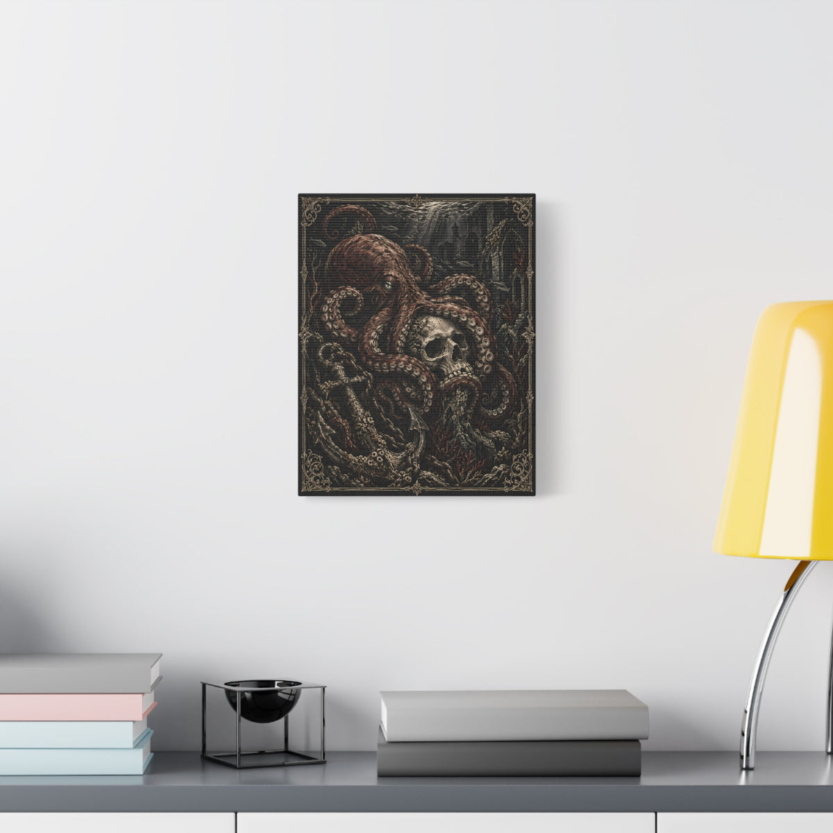 Canvas | Octopus and Skull Matte | Occult Wall Art