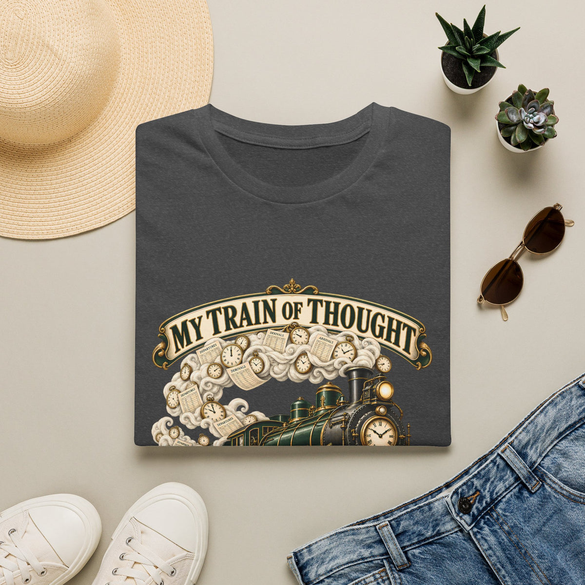 Train of Thought Vintage Steam Engine T-Shirt | My Train of Thought Has a Full Working Timetable