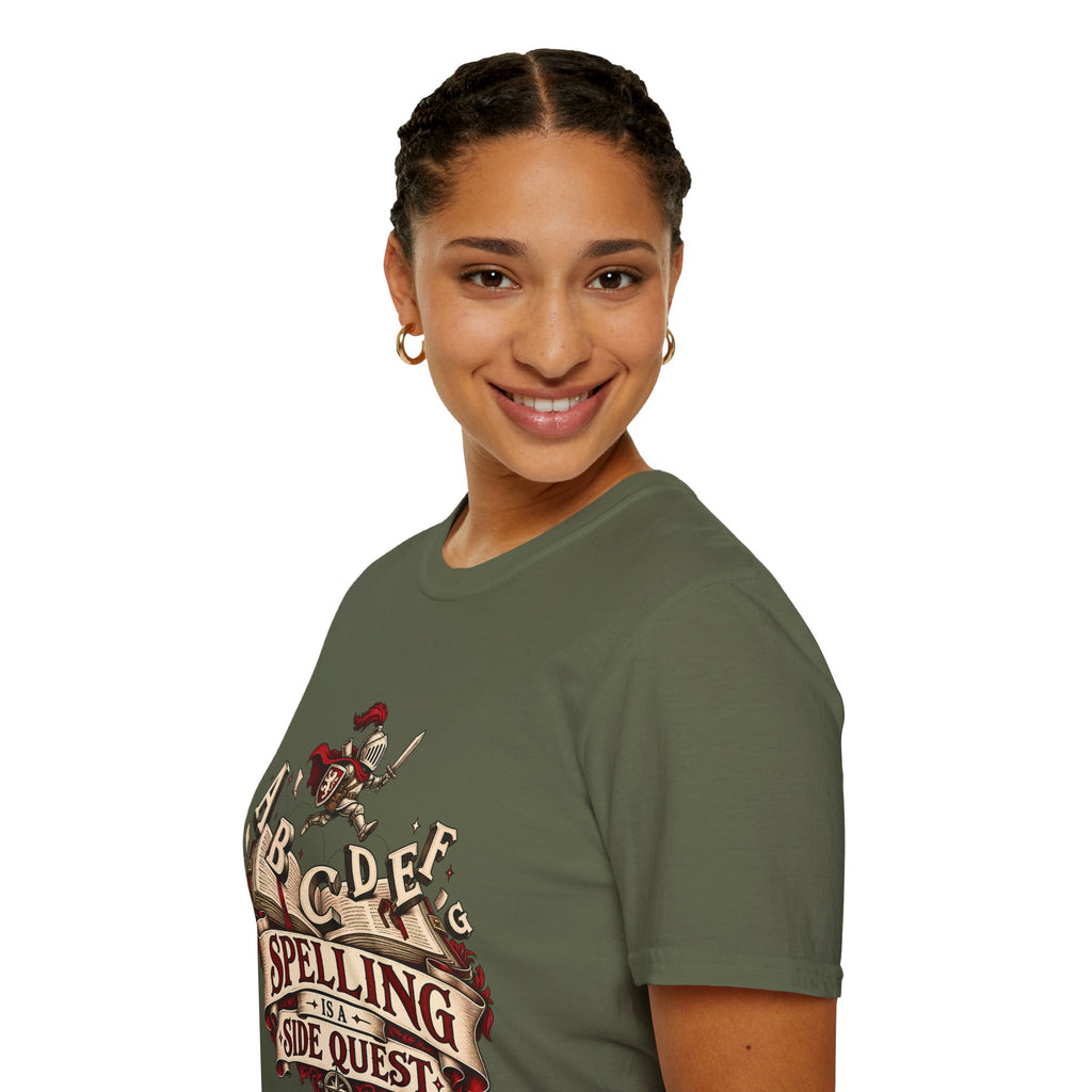 Spelling Is a Side Quest | Funny Spelling & Knight T Shirt