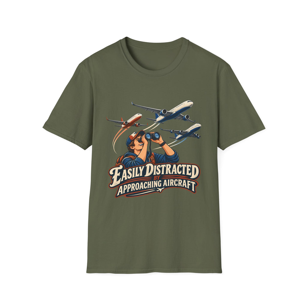 Aviation Enthusiast T-Shirt | Easily Distracted Approaching Aircraft | Plane Spotter Tee