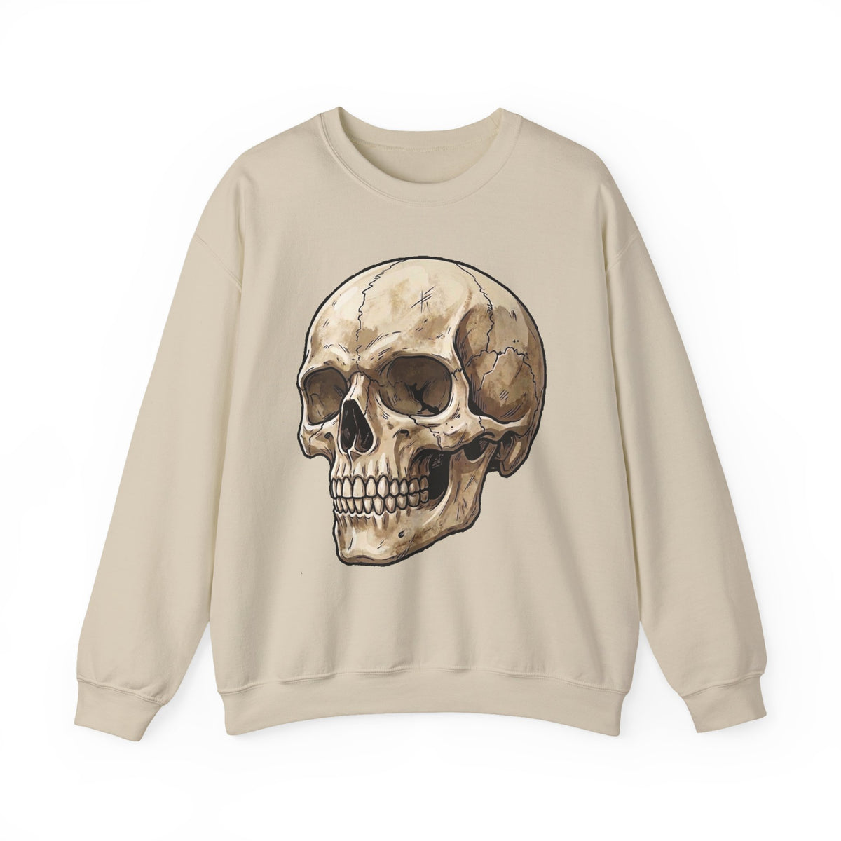Skull Art Crewneck Sweatshirt — Vintage Anatomical Skull Graphic